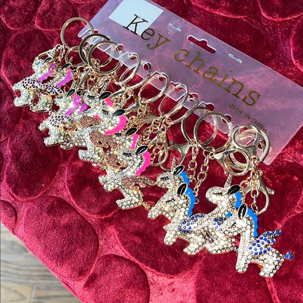 Sparkling Unicorn Keychain Set - Purple, Pink, Blue